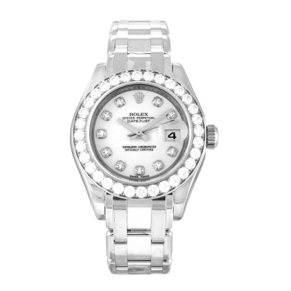UK White Gold set with Diamonds Rolex Replica Pearlmaster 80299-29 MM